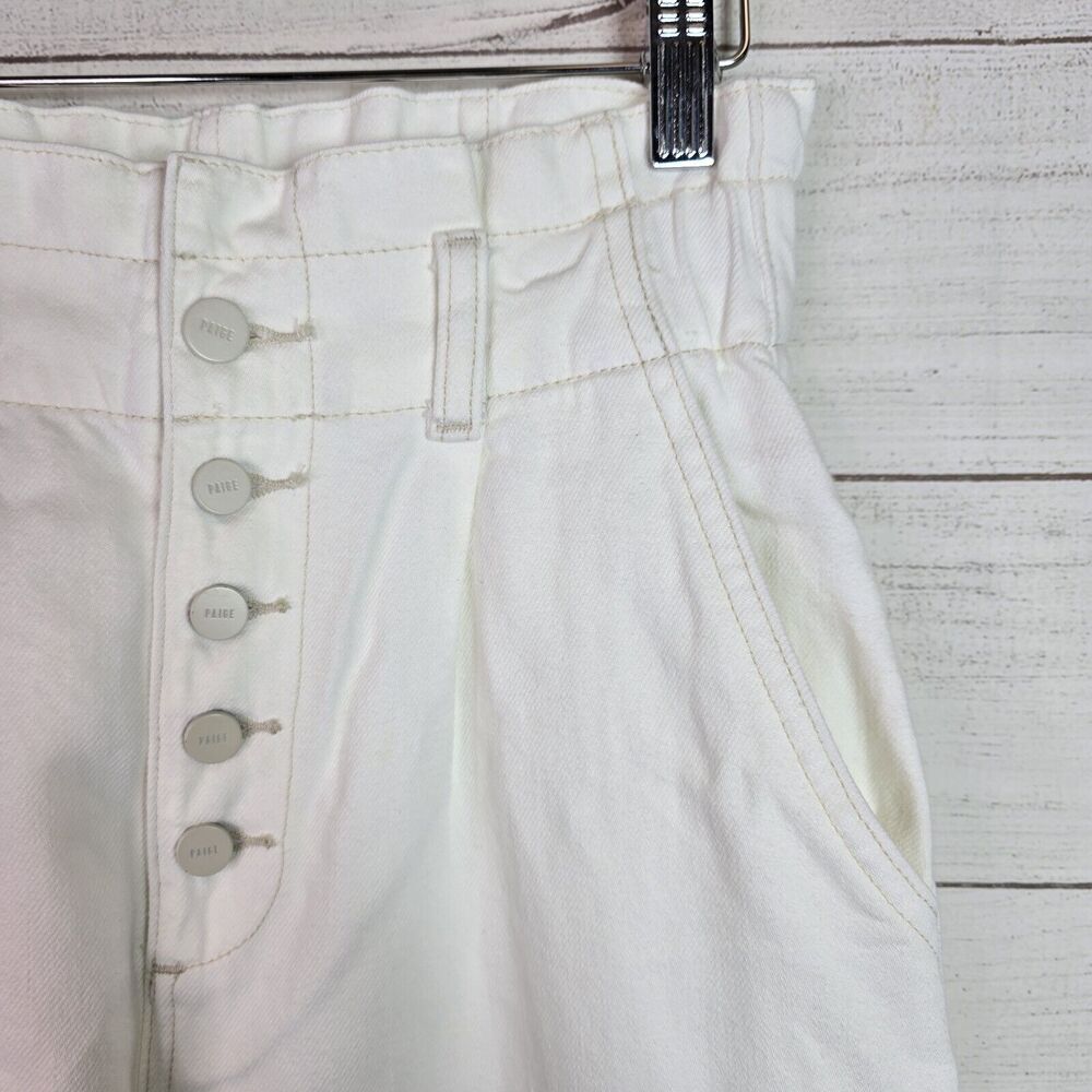 PAIGE Women's Pleated Carrot-Leg Jeans Vanilla Sky Size 25 - Picture 4 of 10